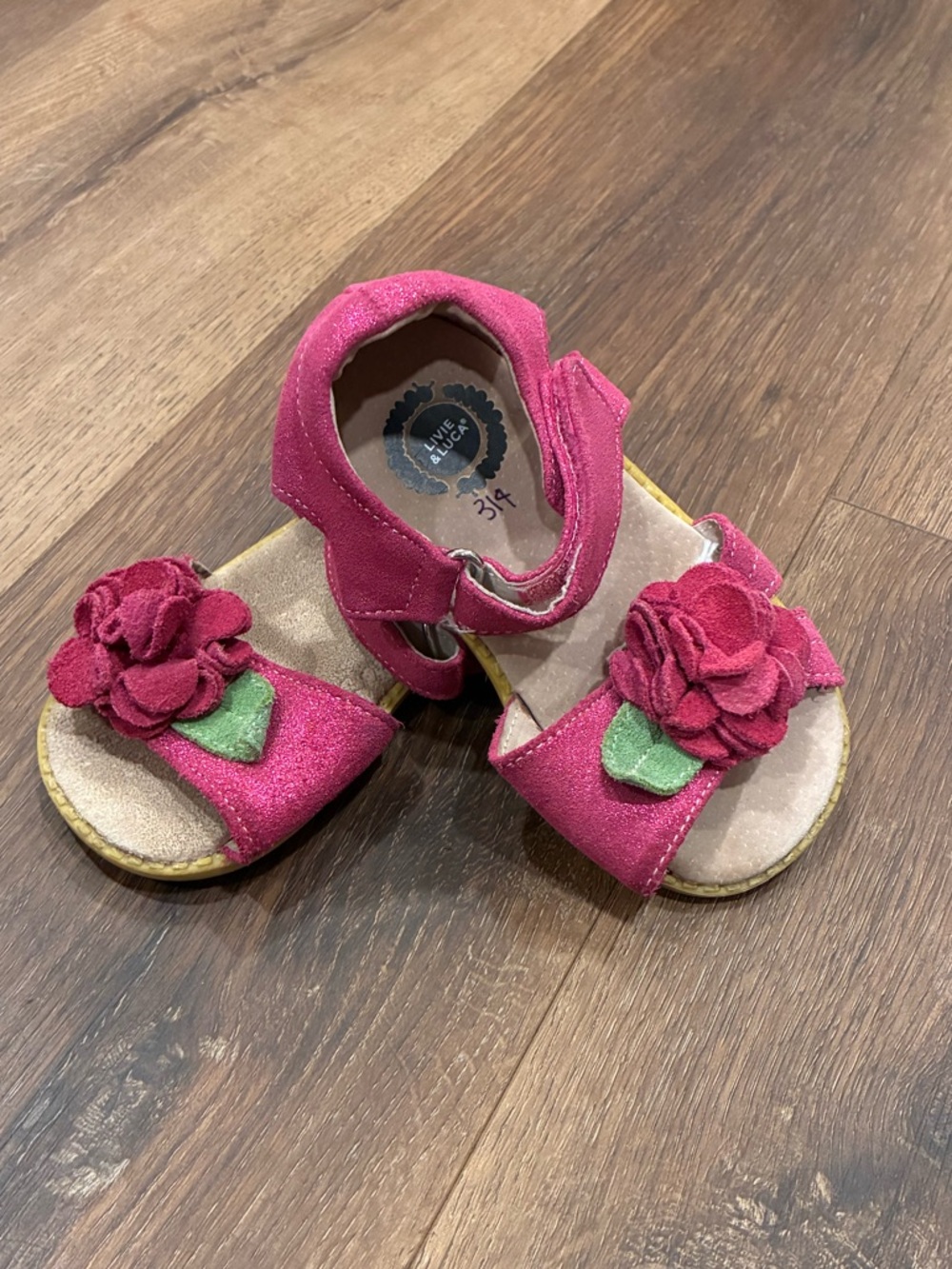 Livie & Luca Pink Flower Sandals Summer Shoes Play 9 Girl